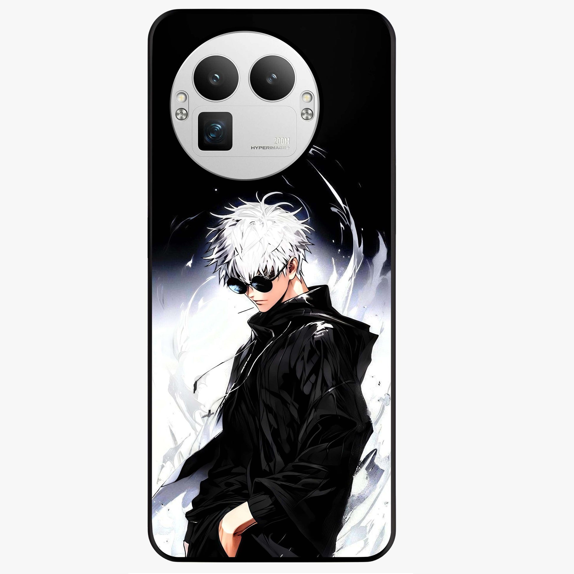Limitless Shadow King Glass Case showing flat back view with powerful shadow warrior artwork and glossy glass finish.