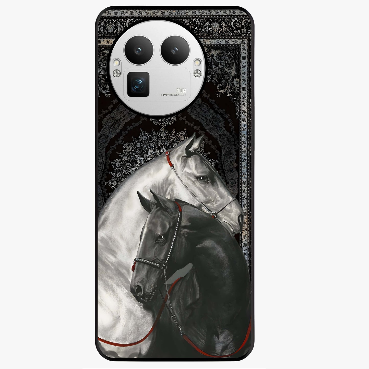 Majestic Ride Legacy Glass Case showing flat back view with powerful automotive inspired artwork and glossy glass finish.