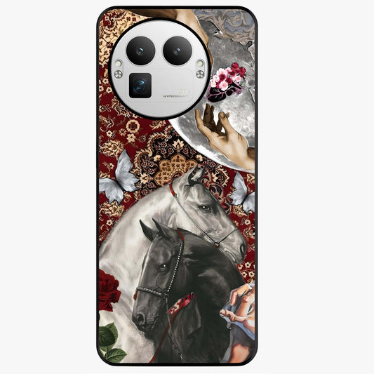 Moonlit Royal Stallion Glass Case showing flat back view with majestic horse under moonlight artwork and glossy glass finish.