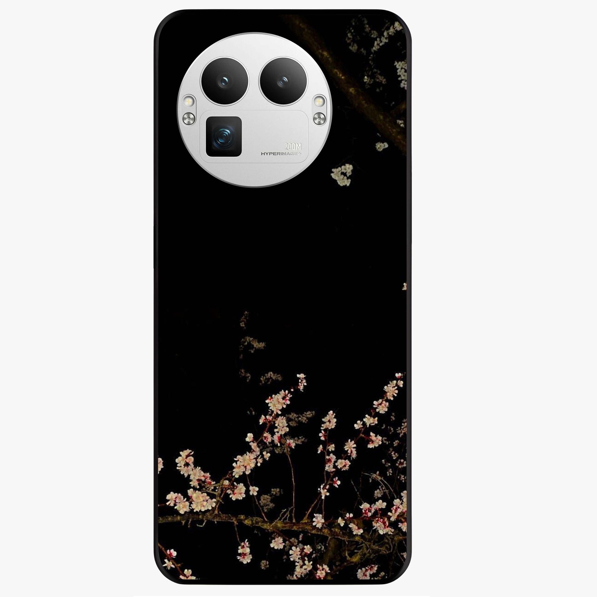 Petal Moon Light With Custom Name Glass Case showing flat back view with floral moonlight artwork and personalized name design.