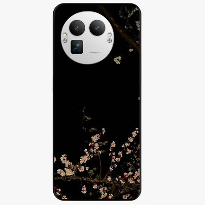 Petal Moon Light With Custom Name Glass Case showing flat back view with floral moonlight artwork and personalized name design.