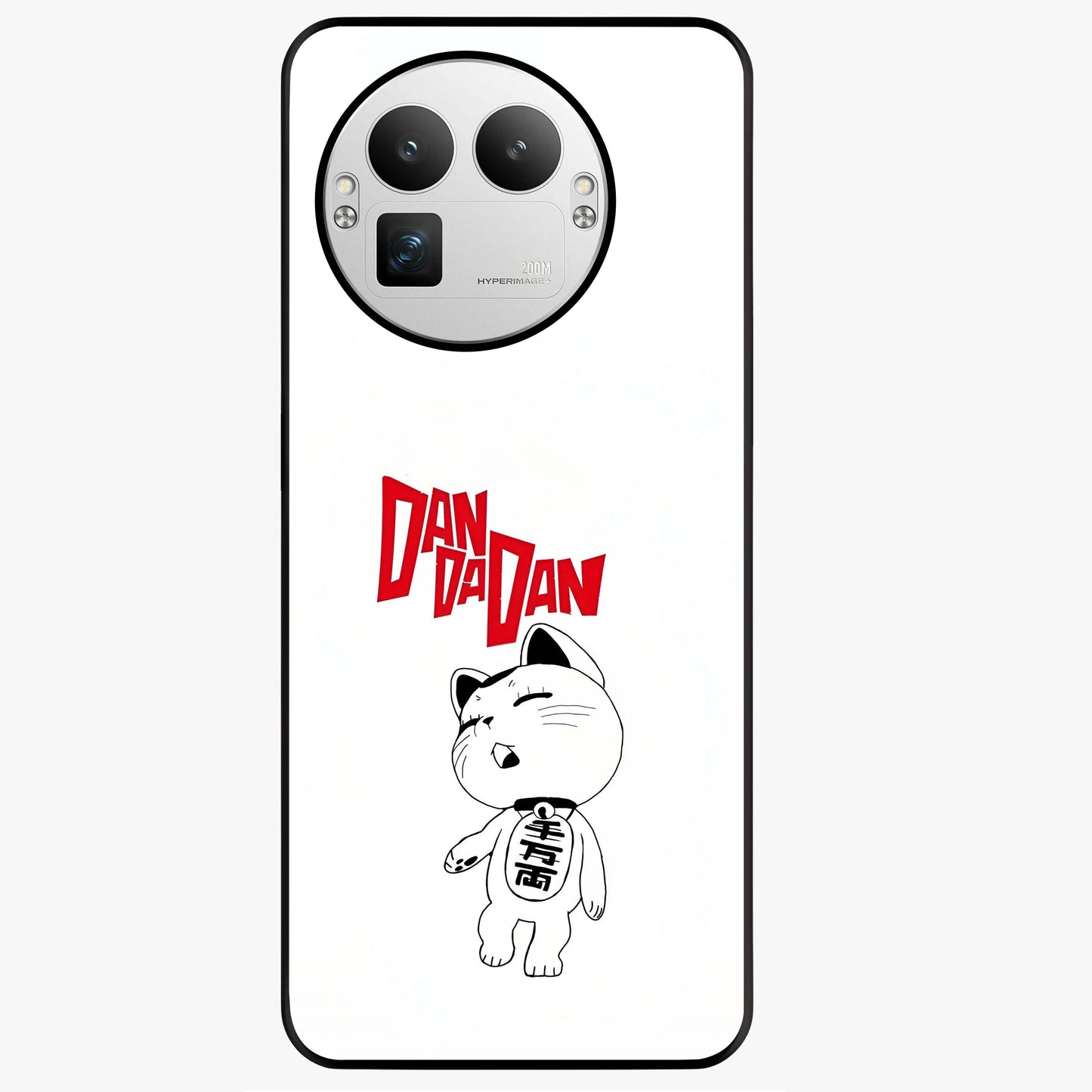 Playful Spirit Charm Glass Case showing flat back view with cheerful charm themed artwork and glossy glass finish.