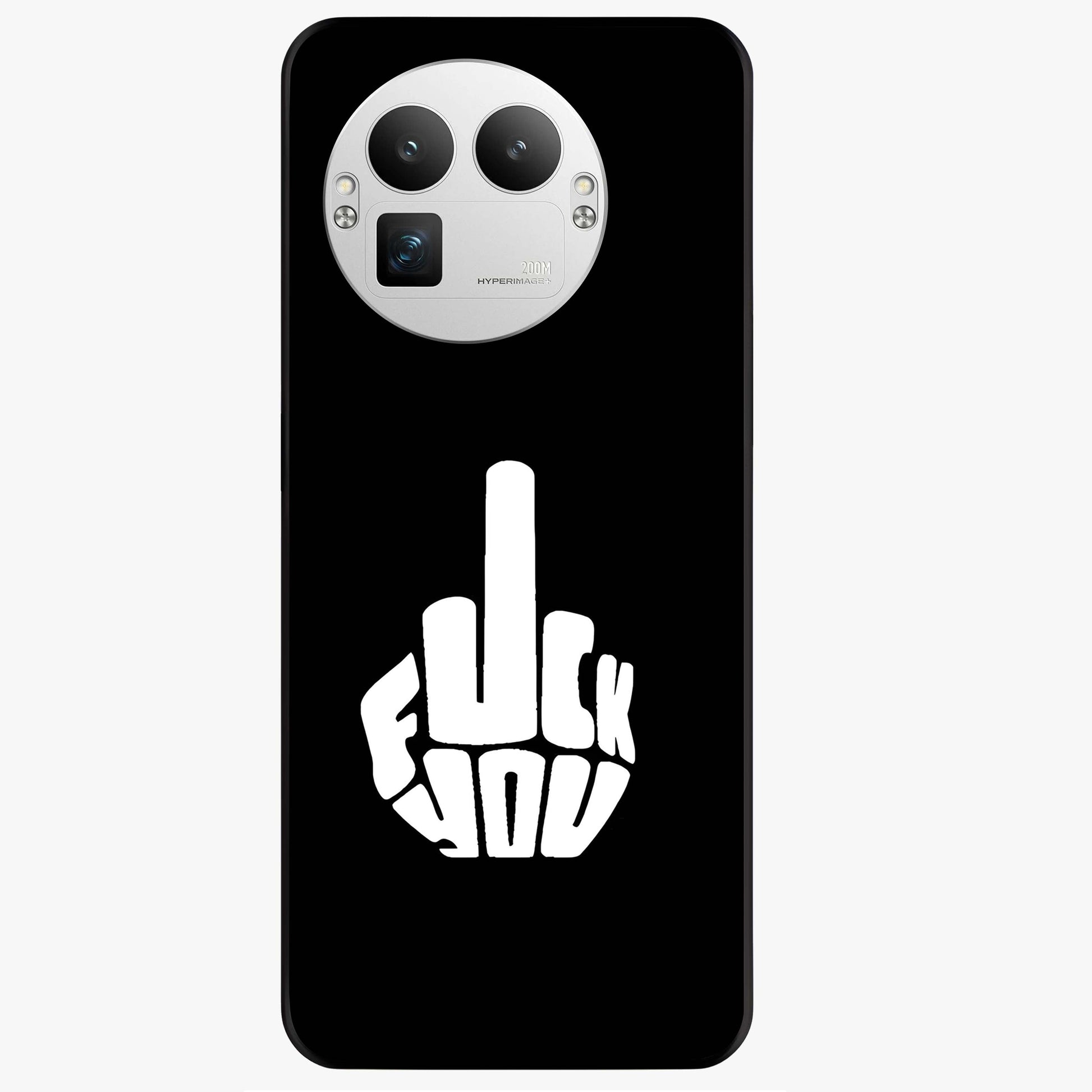 Rebel Mode On Glass Case showing flat back view with bold rebellious typography artwork and glossy glass finish.