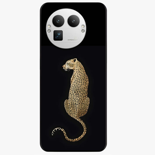 Regal Leopard Glass Case showing flat back view with bold leopard artwork and glossy glass finish.