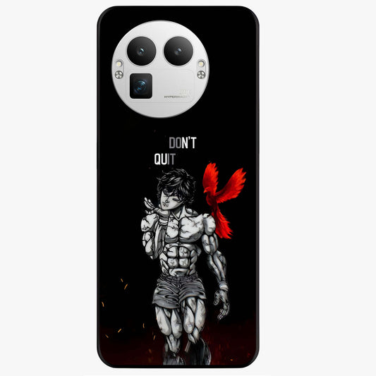 Rise Beyond Limits Glass Case showing flat back view with motivational typography artwork and glossy glass finish.
