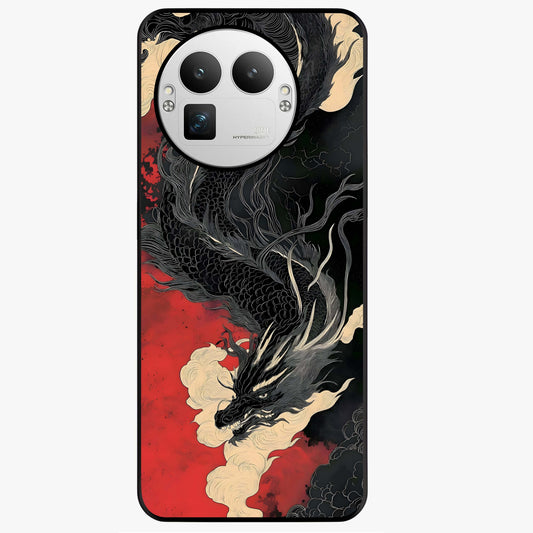 Shadow Dragon Fury Glass Case showing flat back view with fierce dragon artwork and glossy glass finish.