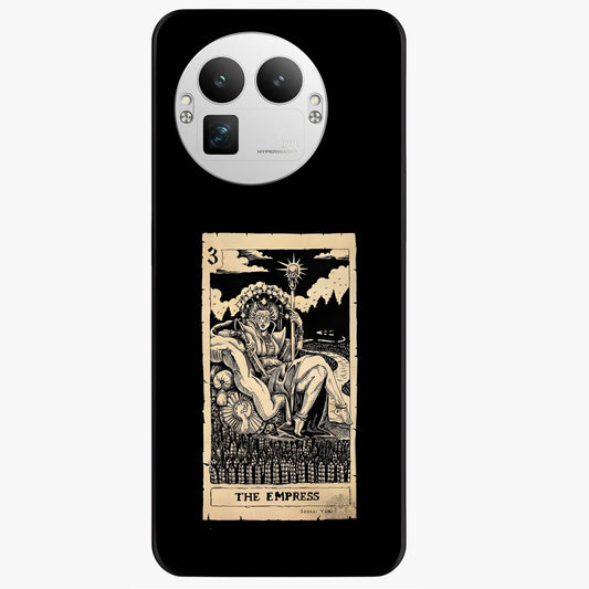 The Empress Glass Case showing flat back view with regal feminine artwork and glossy glass finish.