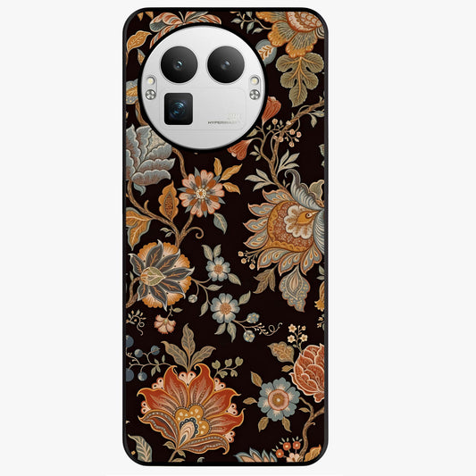 Vintage Floral Dream Glass Case showing flat back view with classic floral artwork and glossy glass finish.