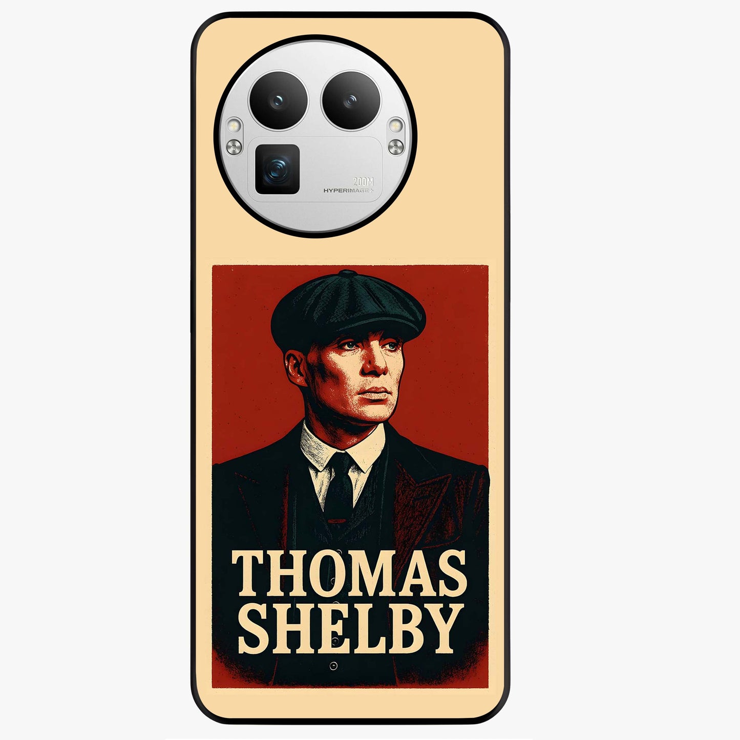 Vintage Mafia Authority Glass Case showing flat back view with bold vintage mafia inspired artwork and glossy glass finish.