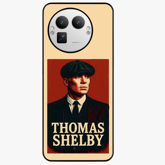 Vintage Mafia Authority Glass Case showing flat back view with bold vintage mafia inspired artwork and glossy glass finish.