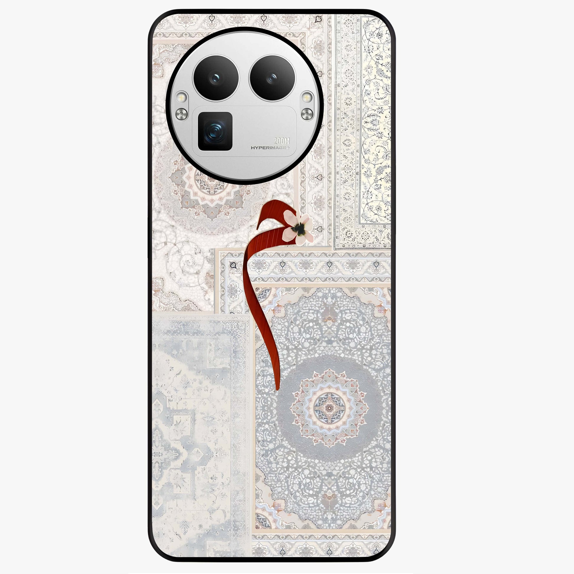 White Aesthetic Bow Glass Case showing flat back view with minimal bow artwork and glossy glass finish.
