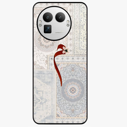 White Aesthetic Bow Glass Case showing flat back view with minimal bow artwork and glossy glass finish.