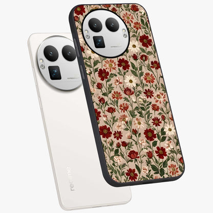 Biege Flower With Leaf Glass Case displayed in angled mockup highlighting minimal floral leaf design and elegant aesthetic.