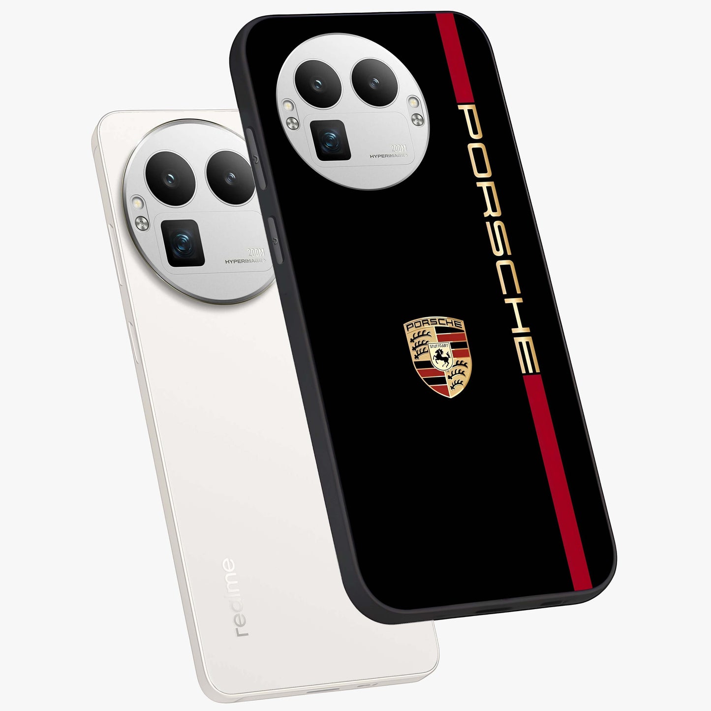 Black Minimal Porsche Glass Case displayed in angled mockup highlighting modern minimal car illustration and clean aesthetic design.