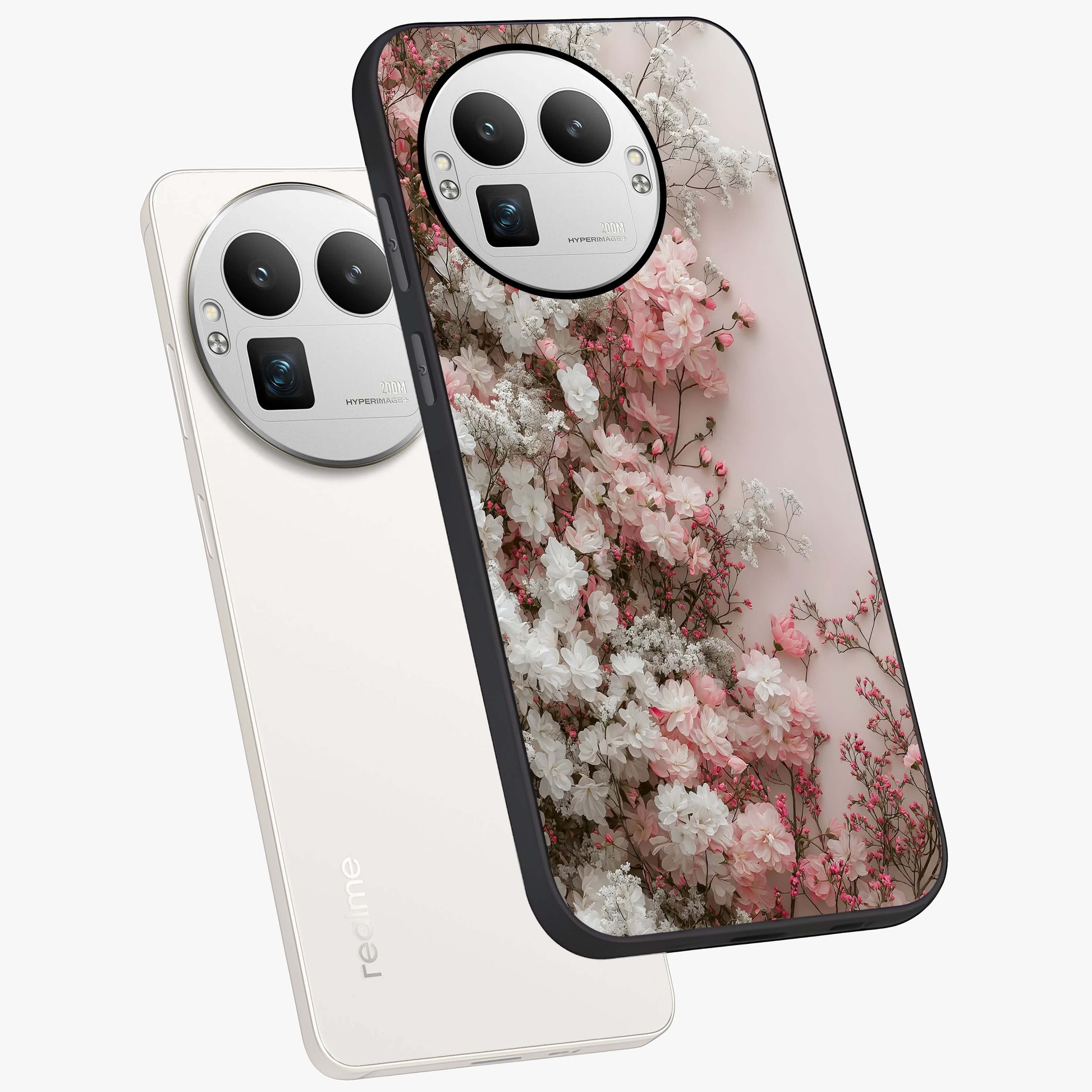 Blush Blossom Cloud Glass Case displayed in angled mockup highlighting soft cloud and blossom design with pastel aesthetic.