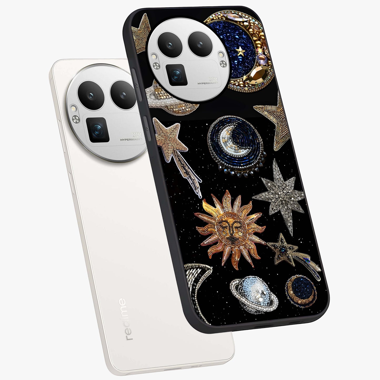 Celestial Gem Constellations Glass Case displayed in angled mockup highlighting gemstone inspired constellation design.