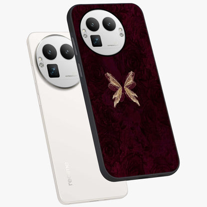 Crimson Fade Butterfly Glass Case displayed in angled mockup highlighting elegant butterfly design with crimson gradient aesthetic.