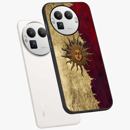 Crimson Sun Majesty Glass Case displayed in angled mockup highlighting majestic crimson sun design with bold aesthetic style.