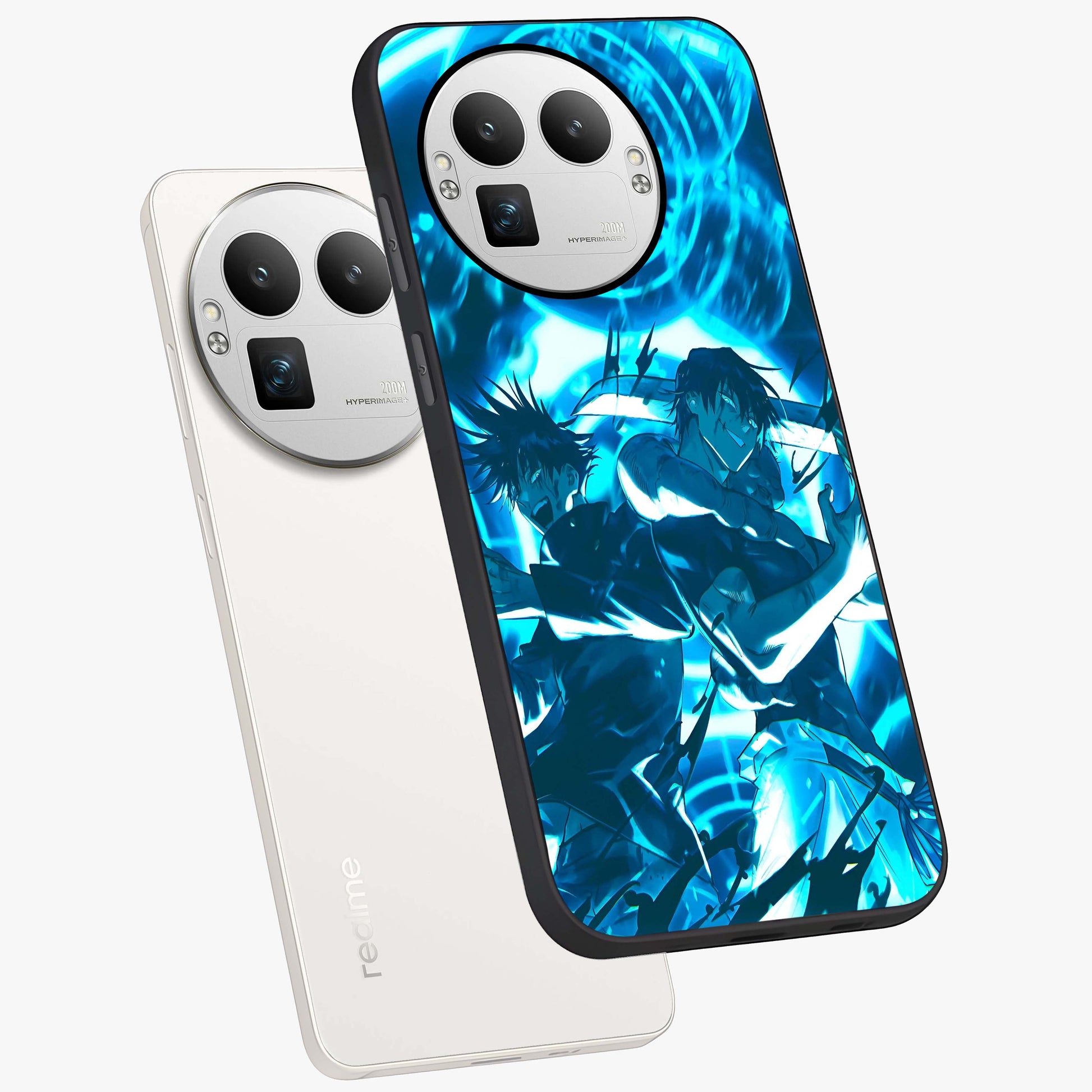 Cursed Energy Clash Glass Case displayed in angled mockup highlighting powerful battle inspired graphic with anime style aesthetic.