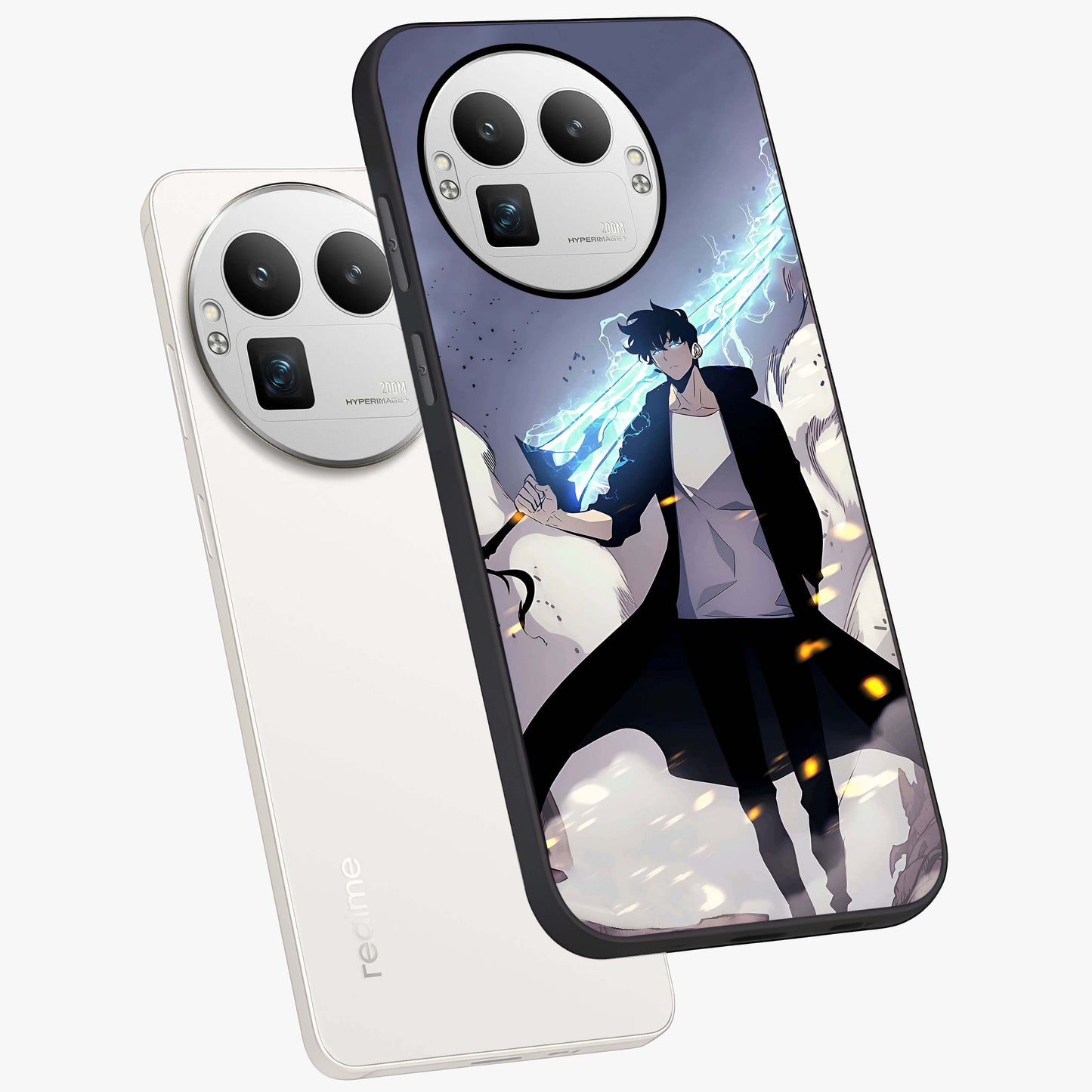 Dark Lightning Anime Warrior Glass Case displayed in angled mockup highlighting powerful lightning themed anime illustration.