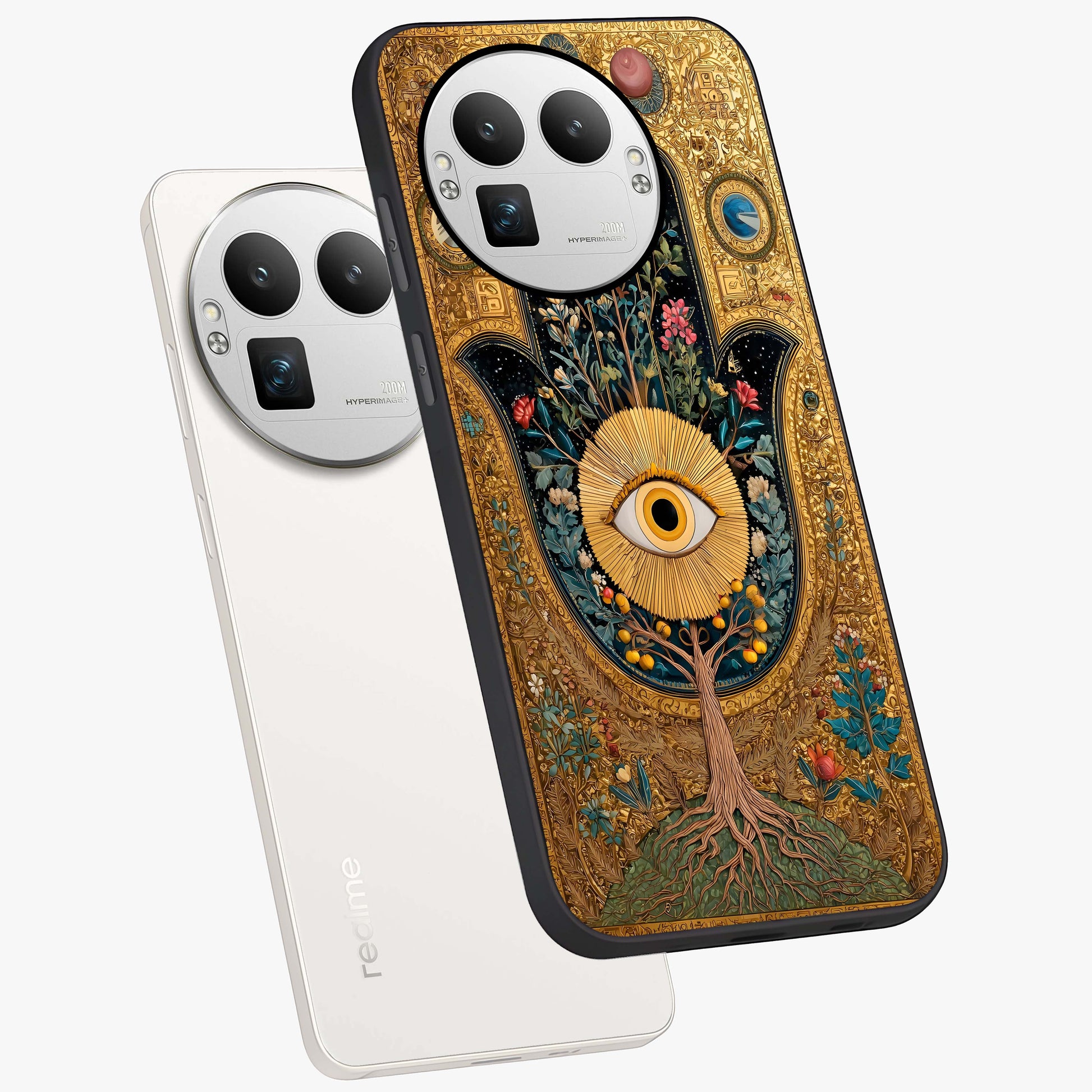 Ethereal Evil Eye Glass Case displayed in angled mockup highlighting protective evil eye symbol with spiritual aesthetic design.