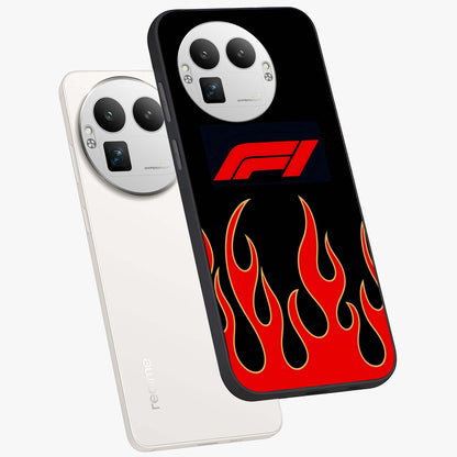 Fire F11 Glass Case displayed in angled mockup highlighting bold fire inspired graphic with energetic aesthetic style.