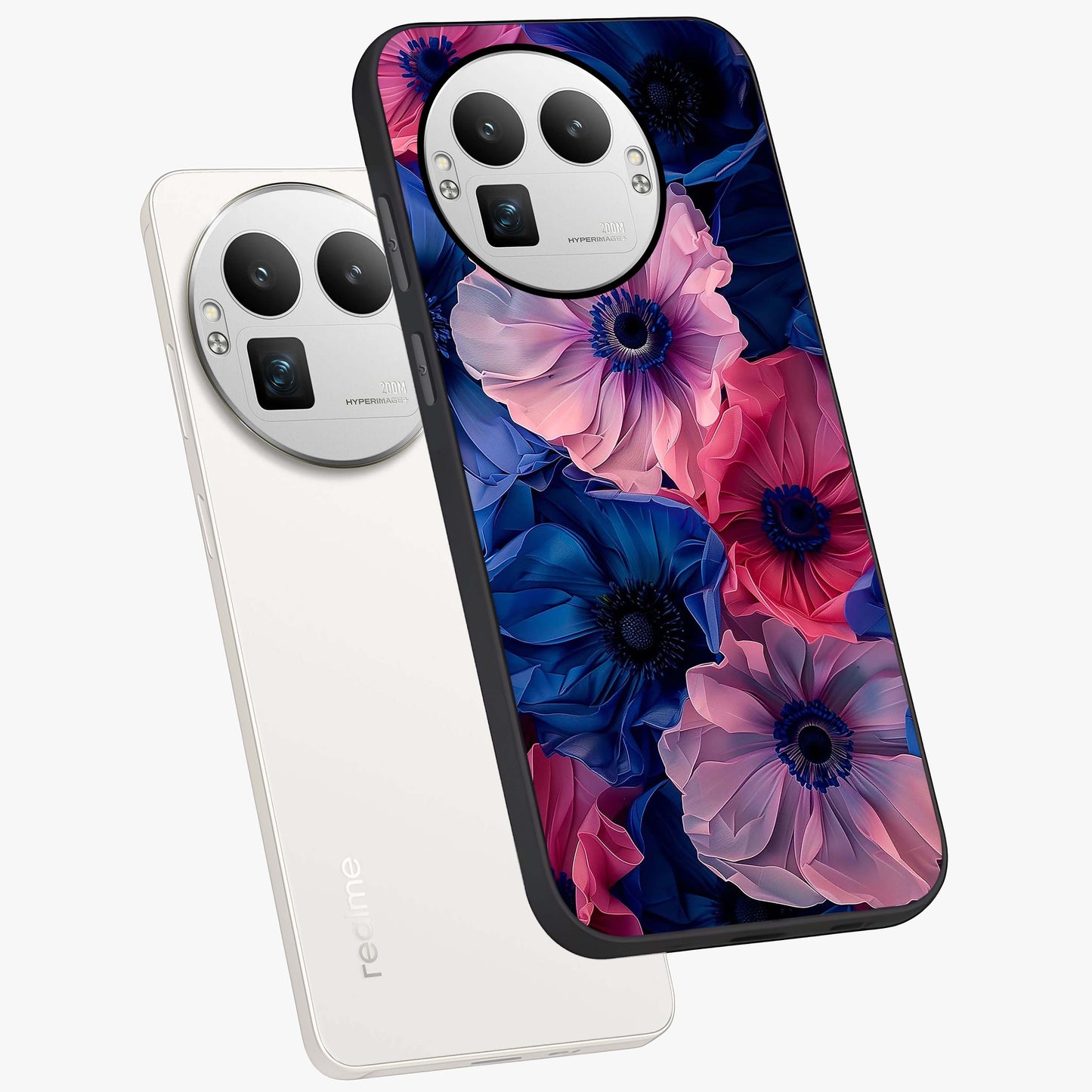 Flower Paper Art Pattern Glass Case displayed in angled mockup highlighting layered paper flower design with artistic aesthetic.
