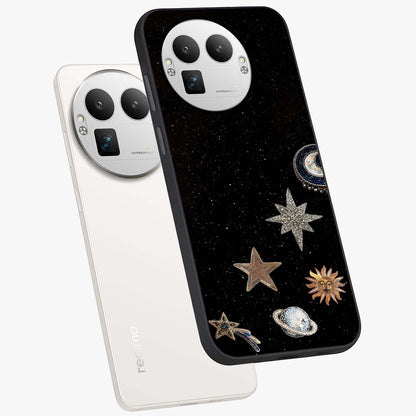 Galactic Charm Glow Glass Case displayed in angled mockup highlighting luminous galaxy inspired design with dreamy aesthetic.