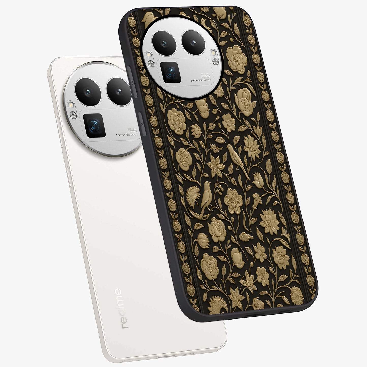 Golden Evil Eye Mandala Glass Case displayed in angled mockup highlighting protective evil eye symbol with golden mandala design.