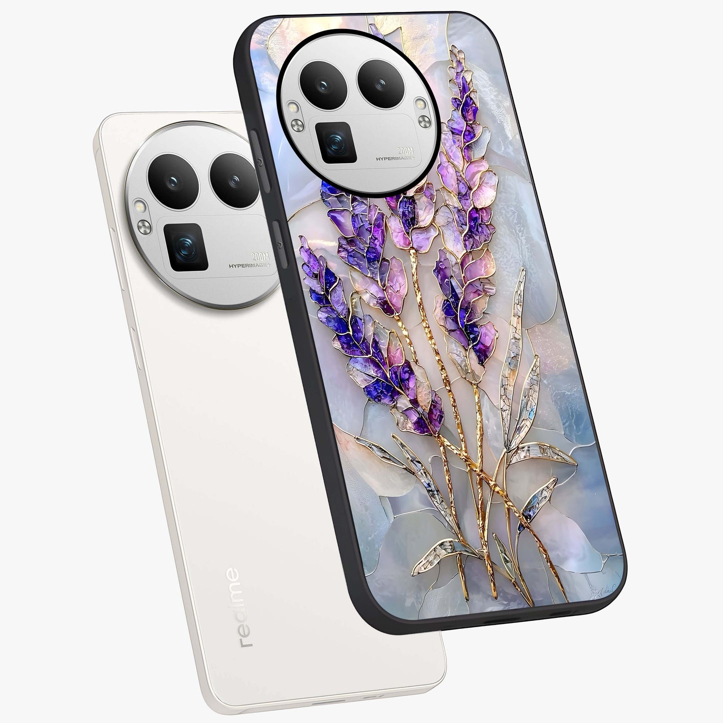 Lavender Dream Glow Glass Case displayed in angled mockup highlighting dreamy purple glow design with soft artistic style.