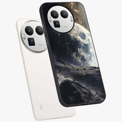 Lunar Horizon Glow Glass Case displayed in angled mockup highlighting celestial moon design with dreamy night aesthetic.