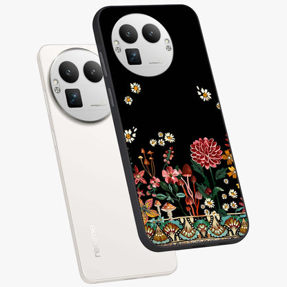 Midnight Bloom Pattern Glass Case displayed in angled mockup highlighting elegant flower design with midnight aesthetic style.