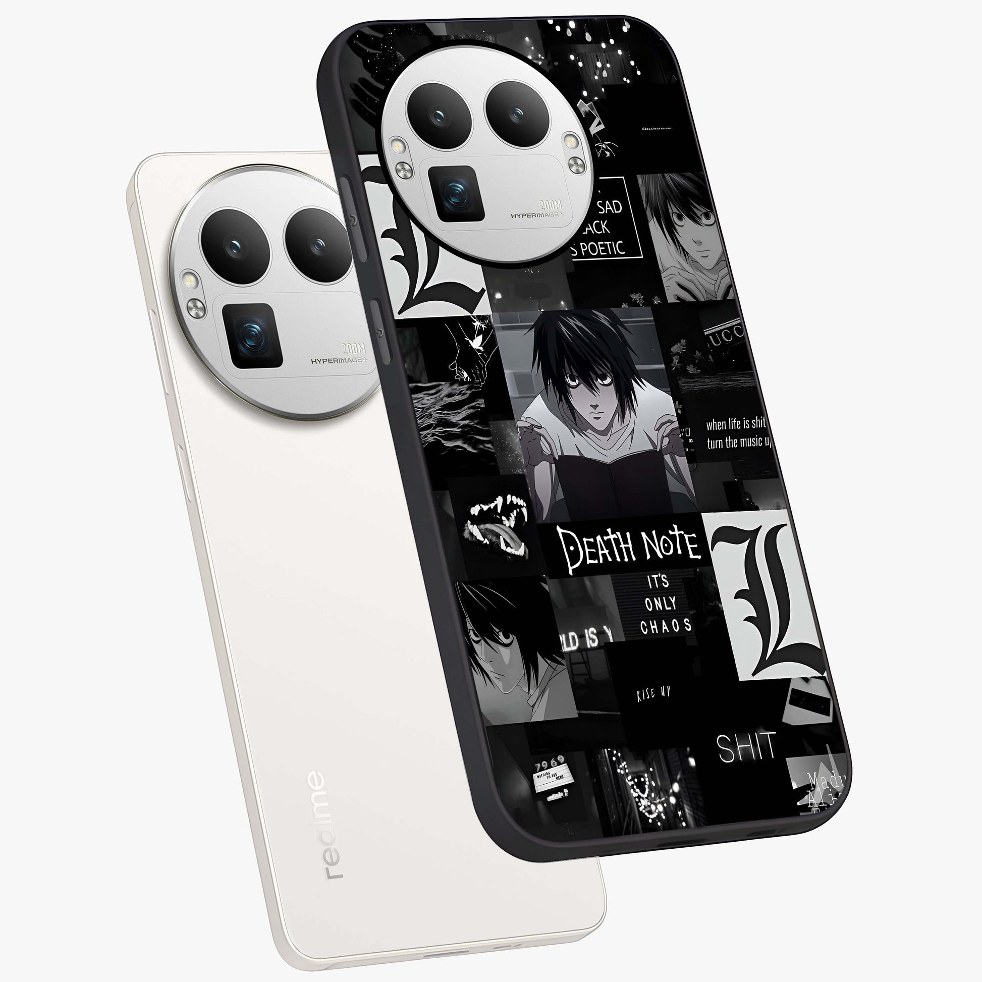 Midnight Chaos Mind Glass Case displayed in angled mockup highlighting chaotic artistic design with dramatic midnight aesthetic.