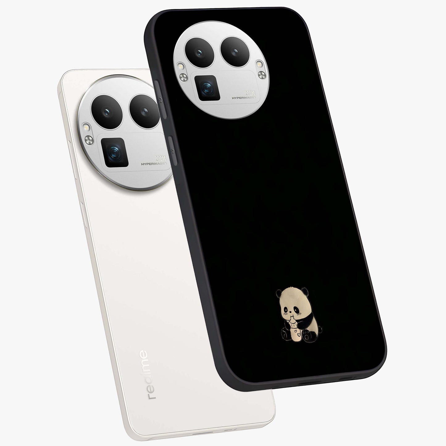 Midnight Panda Love Glass Case displayed in angled mockup highlighting adorable panda illustration with midnight aesthetic.