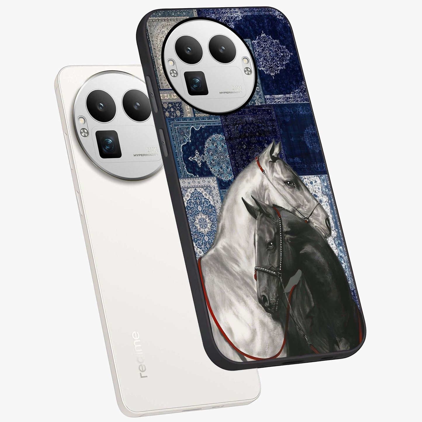 Midnight Stallion Blues Glass Case displayed in angled mockup highlighting powerful stallion illustration with deep midnight tones.