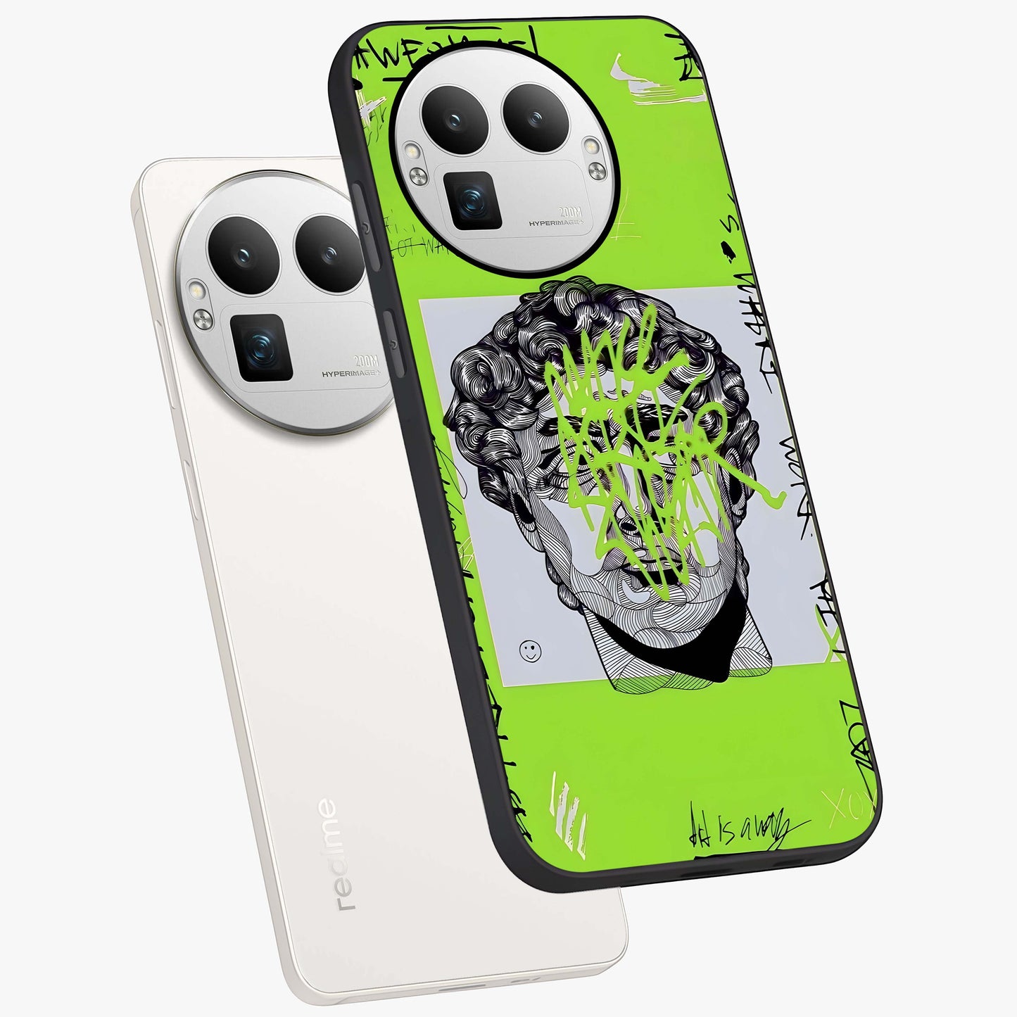 Neo Graffiti Rebellion Glass Case displayed in angled mockup highlighting urban street art design with rebellious aesthetic.