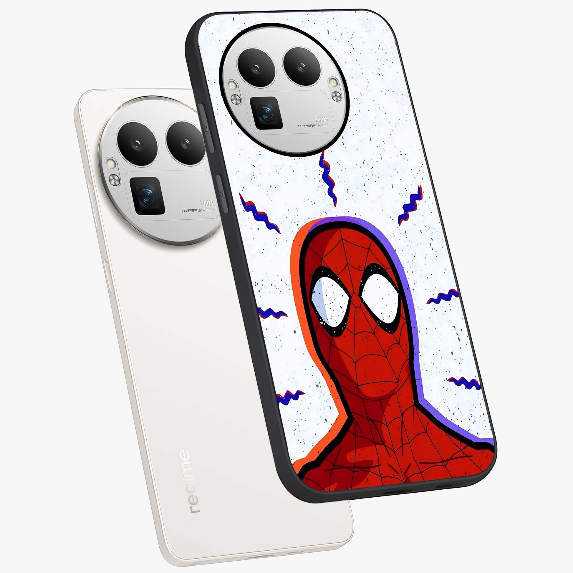 Omg Spiderman Glass Case displayed in angled mockup highlighting dynamic hero illustration with action comic aesthetic.