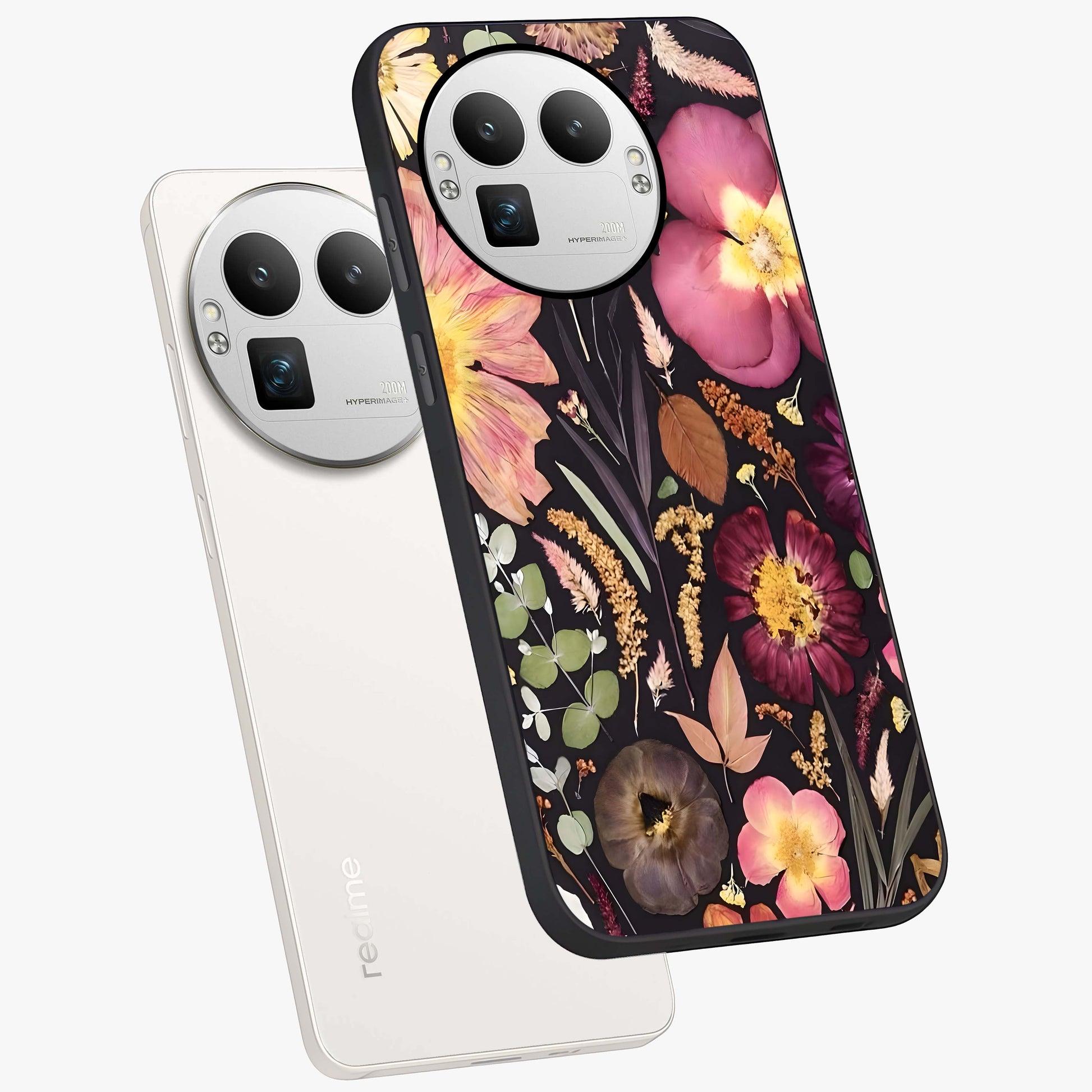 Petal Dream Tapestry Glass Case displayed in angled mockup highlighting decorative petal pattern with elegant botanical aesthetic.