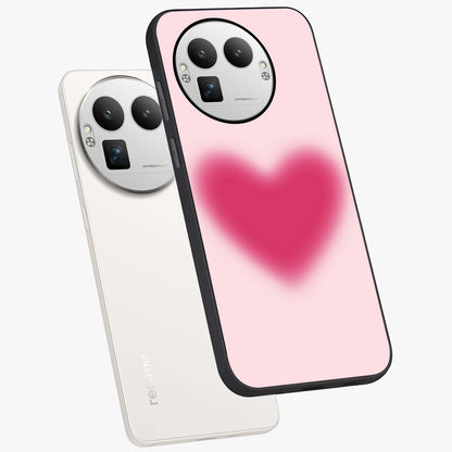 Pink Aura Heart Glass Case displayed in angled mockup highlighting vibrant pink heart design with dreamy aura aesthetic.
