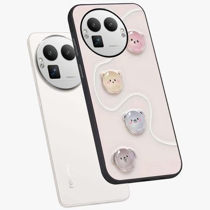 Puffy Face Parade Glass Case displayed in angled mockup highlighting playful cartoon face design with fun aesthetic.