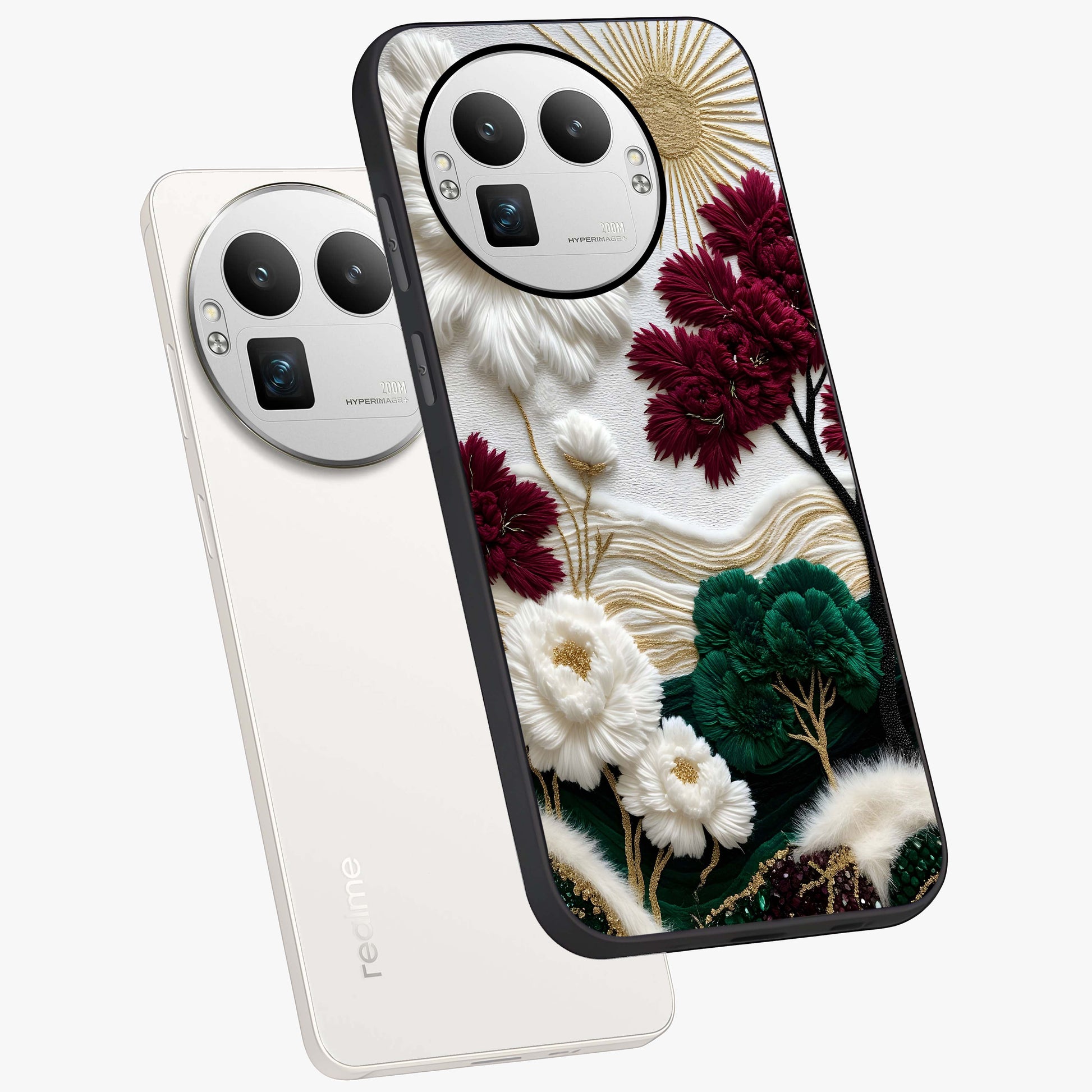 Radiant Bloom Elegance Glass Case displayed in angled mockup highlighting graceful floral design with radiant aesthetic style.