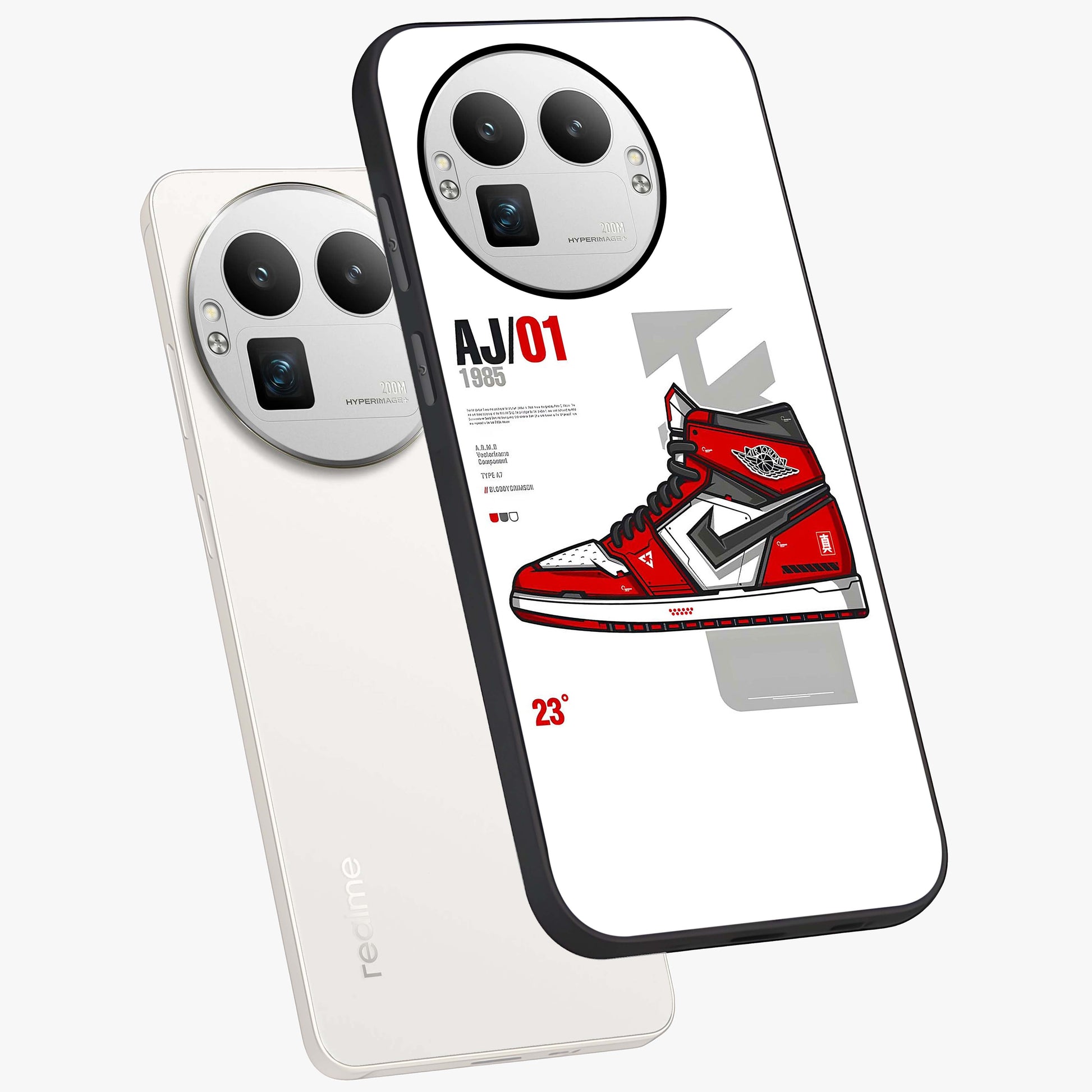 Retro Sneaker Blueprint Glass Case displayed in angled mockup highlighting detailed shoe design with sporty retro aesthetic.