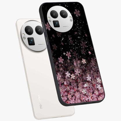 Small Starry Flowers Glass Case displayed in angled mockup highlighting tiny flower pattern with celestial aesthetic style.
