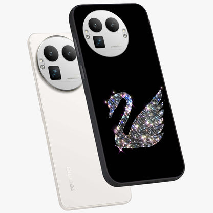 Starlit Swan Grace Glass Case displayed in angled mockup highlighting elegant swan illustration with dreamy celestial aesthetic.