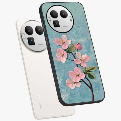 Threaded Blossom Breeze Glass Case displayed in angled mockup highlighting elegant floral design with soft aesthetic style.