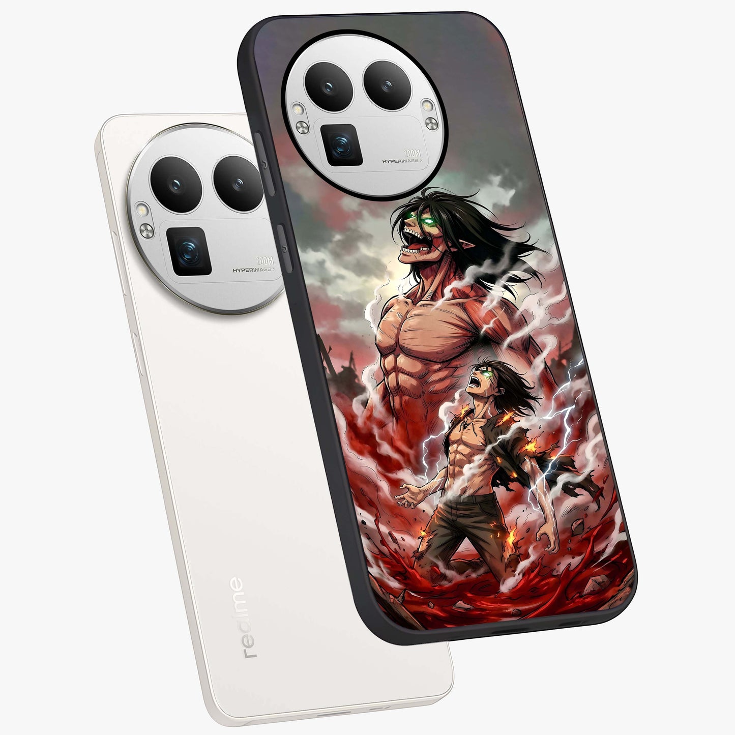 Titan Awakening Fury Glass Case displayed in angled mockup highlighting dramatic giant warrior design with bold anime aesthetic.