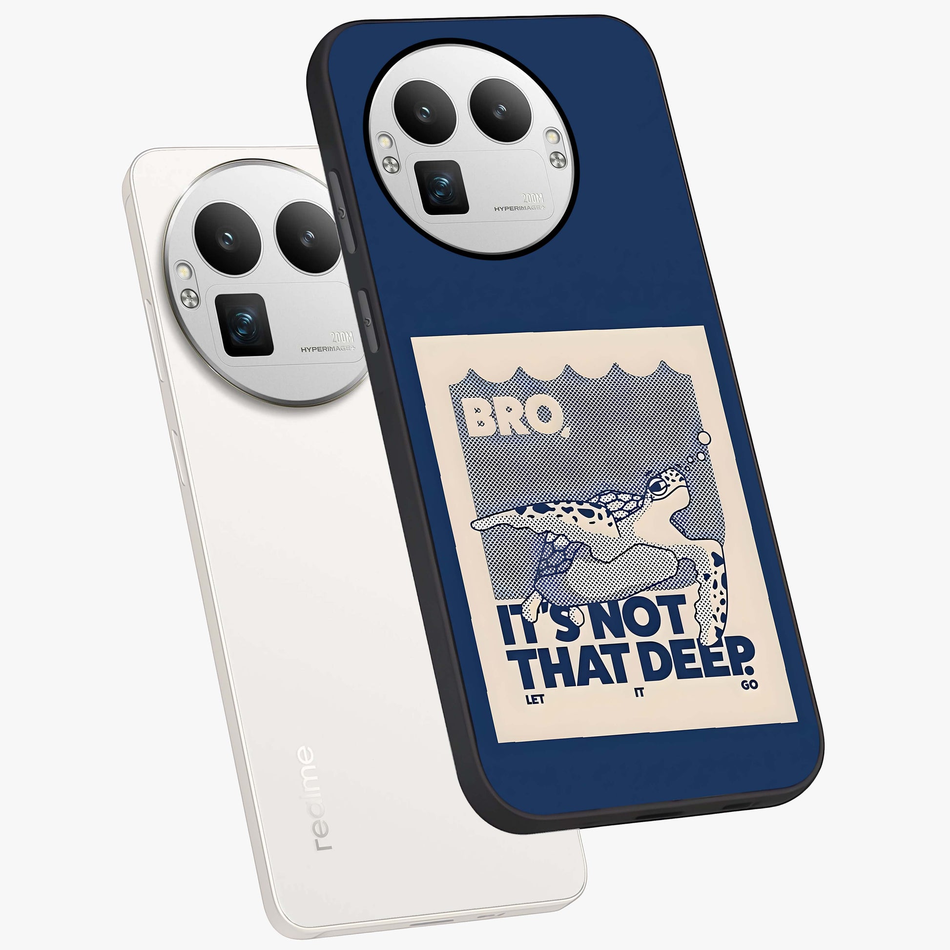 Worry Less Swim Glass Case displayed in angled mockup highlighting fun typography design with relaxed aesthetic style.
