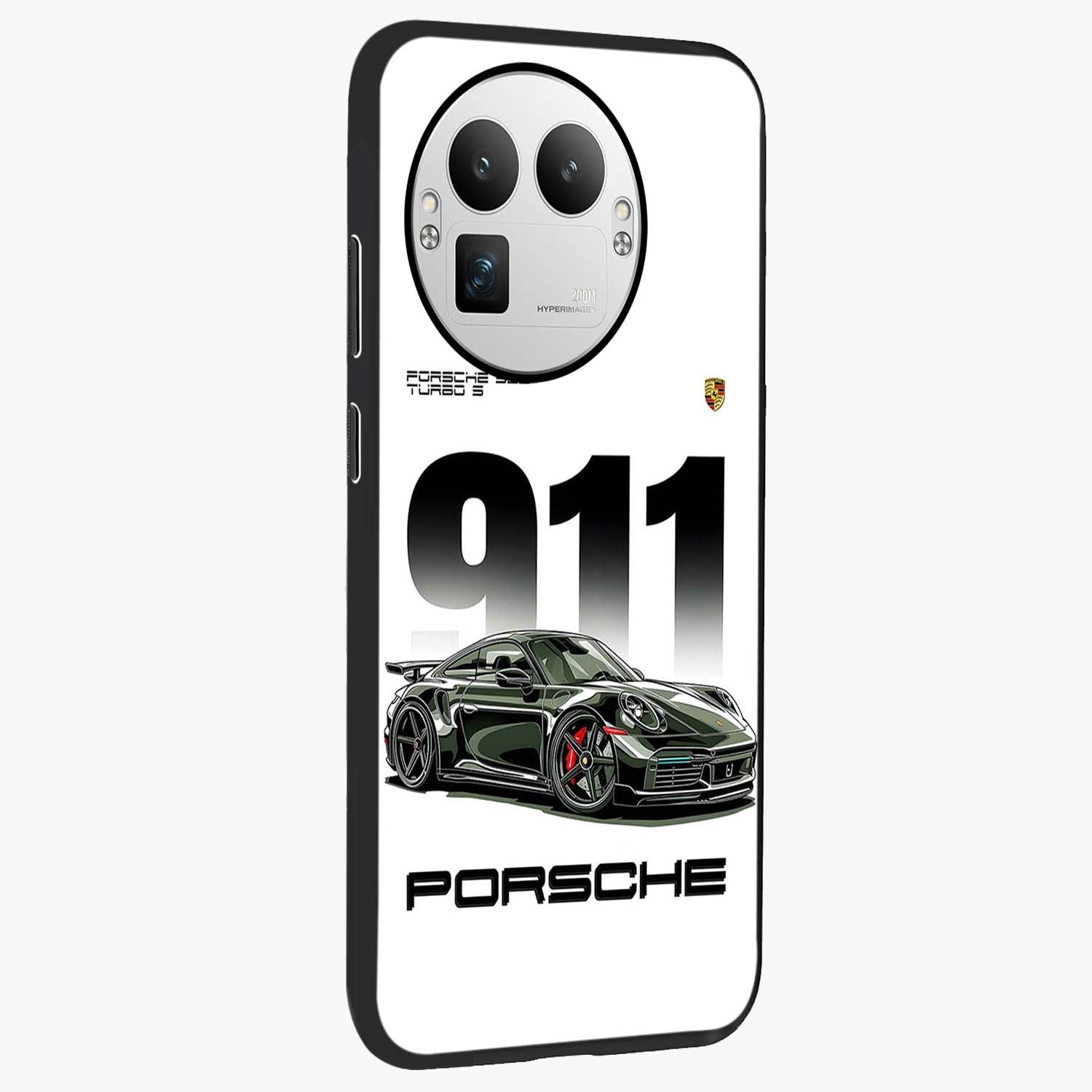 911 Turbo Dominance Glass Case upright perspective showcasing powerful racing design and modern automotive aesthetic.