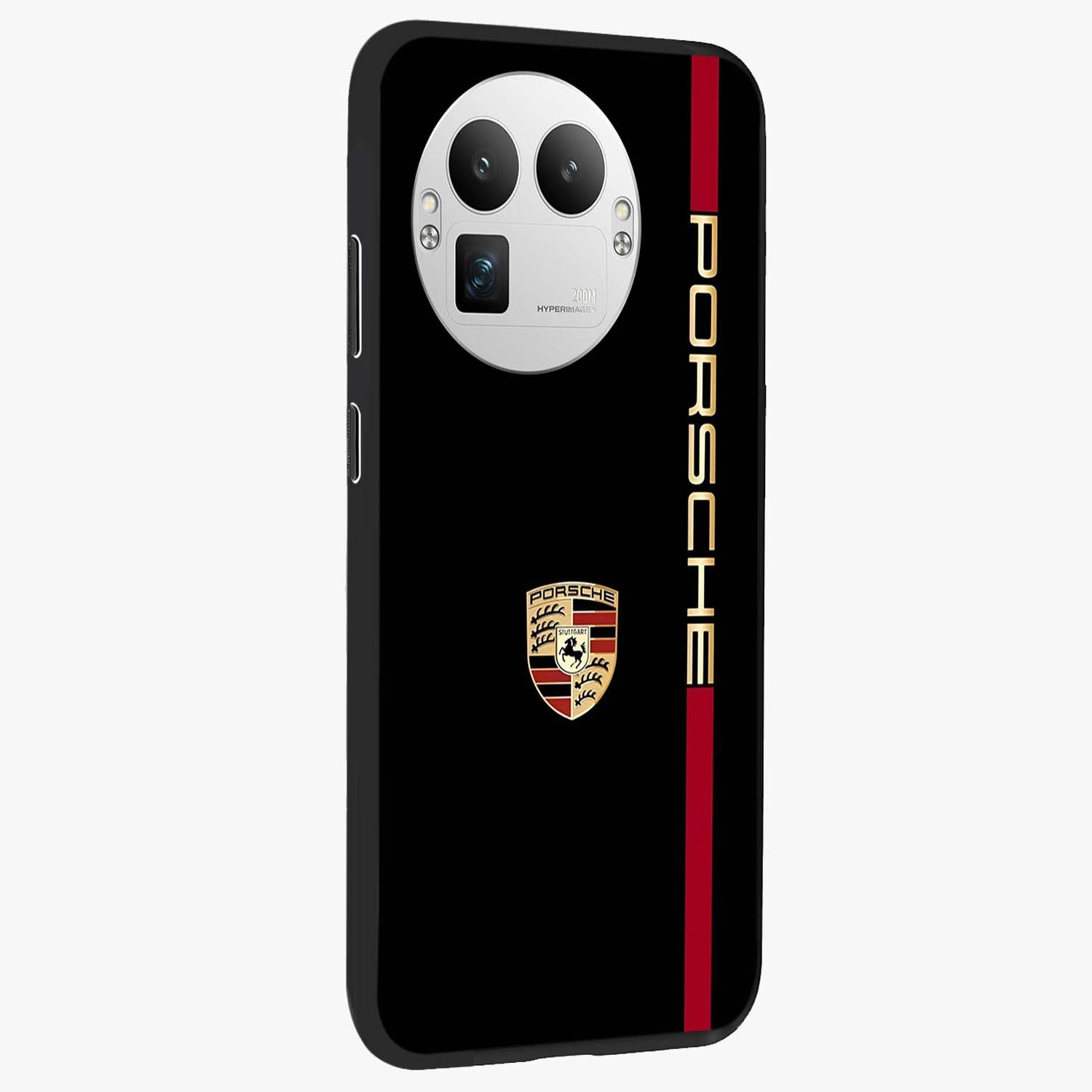 Black Minimal Porsche Glass Case upright view showcasing stylish automotive artwork with bold minimal theme.