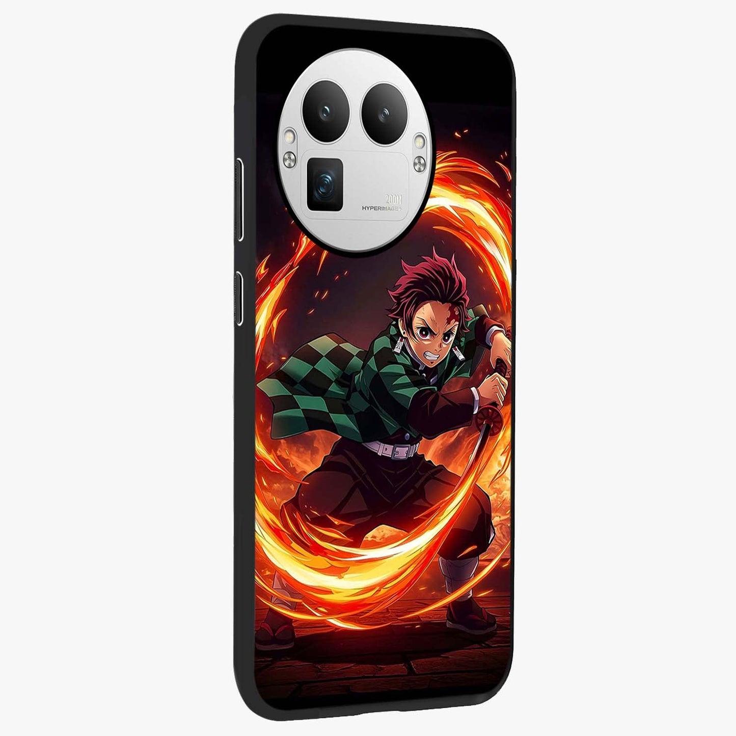 Blazing Sword Resolve Glass Case upright view showcasing dramatic warrior inspired artwork with intense visual style.